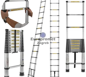 Aluminijske teleskopske ljestve 4, 4m 150kg TOP CIJENA !!! - cover