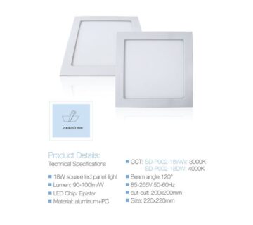 Led panel (lampa) ugradbena kockasta SD-P002 - 200x200mm 18DW, 4000K - cover