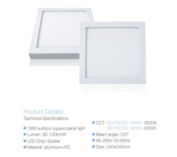 Led panel (lampa) nadgradna kockasta SD-P002S - 240x240mm 18DW, 4000K - cover