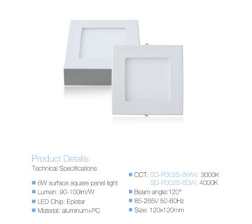 Led panel (lampa) nadgradna kockasta SD-P002S - 120x120mm 6DW, 4000K - cover