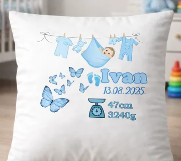 Personalizirani jastuk za rođenje bebe (dječak) - cover