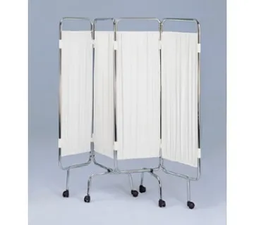 Paravan, bijeli, konstrukcija od kromiranog čelika, na kotačima - cover