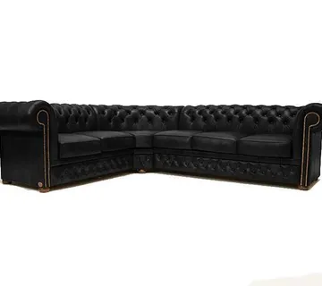Chesterfield Kutna Garnitura First Class Leather | Matt Black - cover