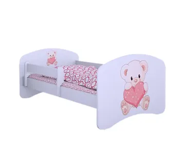 Drveni dječji krevet Happy medo sa srcem bez ladice – 140*70 - cover