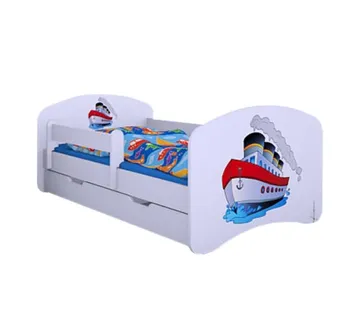 Drveni dječji krevet Happy brod s ladicom – 180*90 - cover