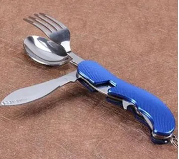 4u1 pribor za jelo za rekreativce, nož+vilica+žlica+otvarač - cover