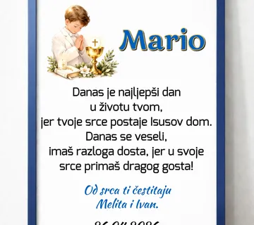 Okvir – uspomena na Prvu pričest za dječaka - cover