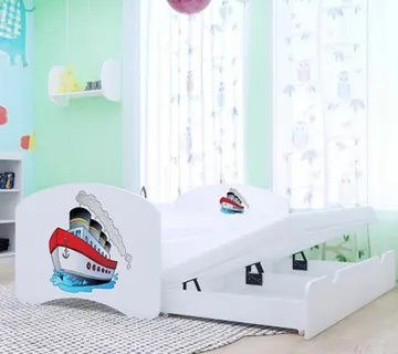 Drveni dječji krevet Happy brod s dodatnim ležajem – 180×90 - cover