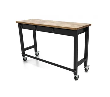 Mobilni radni stol s 3 ladice i radnom pločom od punog drveta, 152 cm - cover