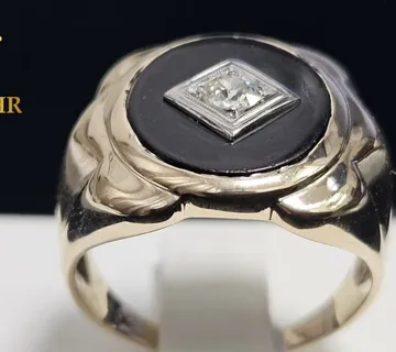 ZLATNI PRSTEN S DIJAMANTOM 0.14ct 14K / R1, RATE ! - cover