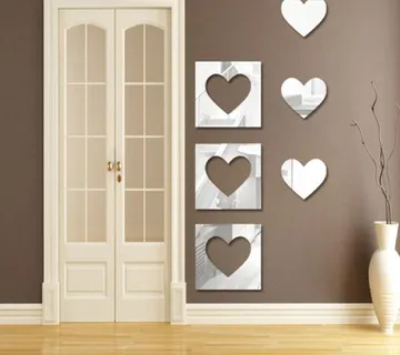 (6kom komplet) 3D zidne naljepnice u obliku srca -ukrasna ogledala - cover