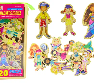 Set of Magnets Wooden Characters in Colorful Disguises, 20 pieces - cover