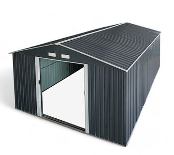 Vrtna metalna kućica 15 m² - 3,43 x 4,52 m - ANTRAZITE - cover