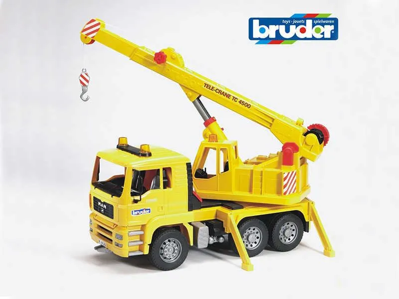 Bruder kamion Man žuti + kran - cover