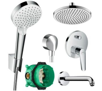 Ugradbeni set (i-box+gornji dio+izljevna cijev+tuš ruža+priključak za crijevo+tuš slušalica) HANSGROHE Logis E - cover