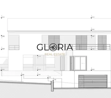 Postira, građevinsko zemljište s idejnim projektom za vilu s bazenom, - cover