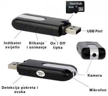 USB stick s HD mini KAMEROM, senzor pokreta mini kamera - cover