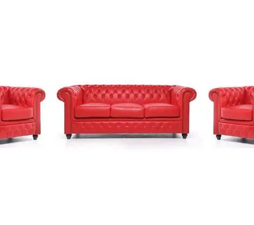 Chesterfield Set Garnitura Original Leather | 1 + 1 + 3 sjedišta | Red - cover