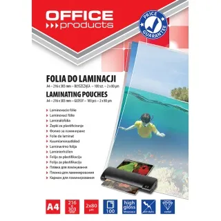 Folija za plastificiranje A4 80mic 100/1 sjajna Office products - cover
