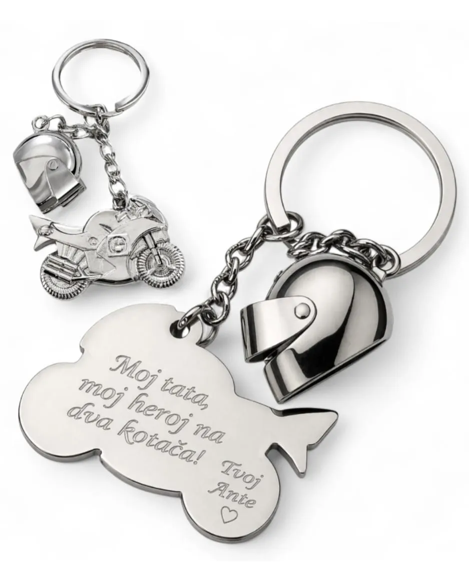 Personalizirani metalni privjesak u obliku motora - cover