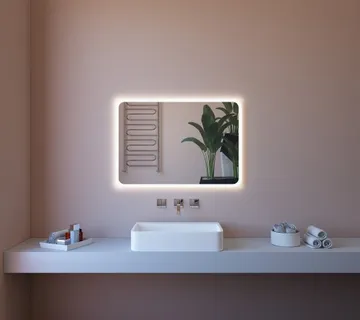 Novo kupaonsko ogledalo sa satom, grijanjem i led rasvjetom 80 x 60 cm - cover