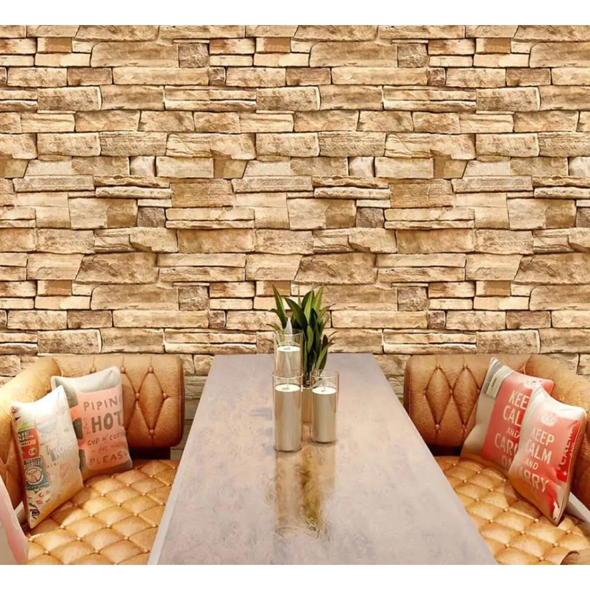 Samoljepljiva tapeta imitacija narančasto - smeđi kamen 90043 - cover