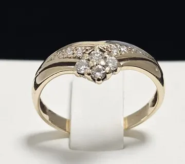 ZLATNI PRSTEN S DIJAMANTIMA 0.12ct 14K / R1, RATE ! - cover