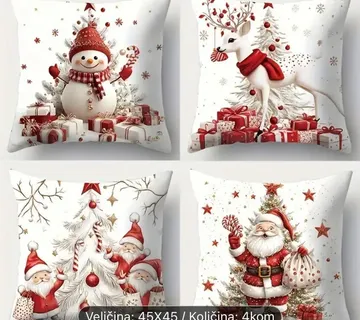 Set od 4 božićne jastučnice - Bijele - crvene 45x45cm - cover