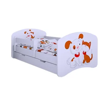 Drveni dječji krevet Happy psić i mačka s ladicom – 140*70 - cover