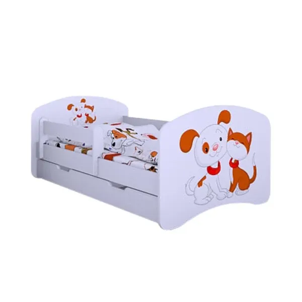 Drveni dječji krevet Happy psić i mačka s ladicom – 140*70 - cover