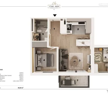 PROJEKT "FAMILY DREAM II”, LUJE NALETILIĆA, 3-sobni, 52.24 m2 - cover