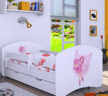 Drveni dječji krevet Happy balerina sa srcem s ladicom – 160×80 - cover