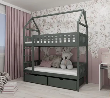 Dječja soba – krevet na kat kućica Gaja 180×80 – puno drvo - cover