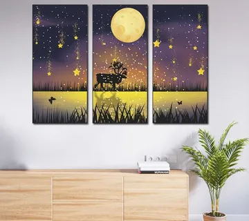 Zidna naljepnica u tri dijela Deer in the night - cover