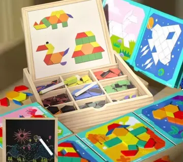 2u1 Ploča s Puzzle Magnetima u Drvenoj Kutija - Kreativni set - cover