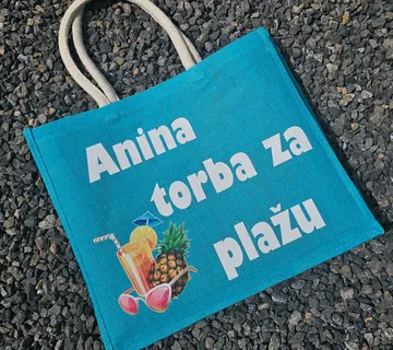 Torba za plažu – juta PLAVA - cover
