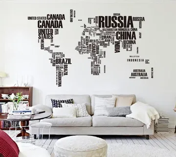 Zidna naljepnica Mapa svijeta u slovima cca 2 metra - cover