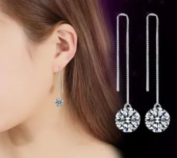 Viseće naušnice boje srebra s bijelim kristalom! - cover