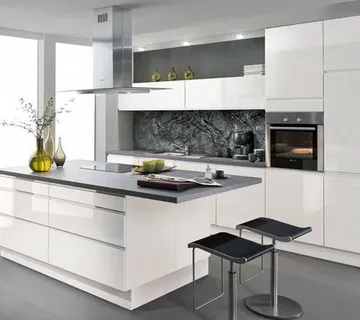 Kuhinja visoki sjaj bijela sa otokom Marves - cover