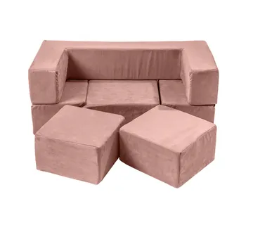 Garnitura kauča od baršunastih cigli - roza - cover