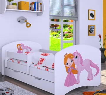 Drveni dječji krevet Happy princeza i jednorog s ladicom – 160*80 - cover