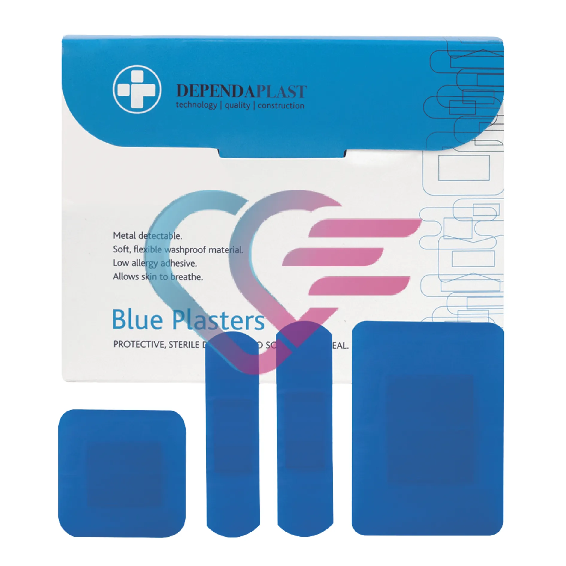 FLASTER DETEKTABILNI – DEPENDAPLAST, RAZNE VELIČINE, PLAVI, a’100 - cover