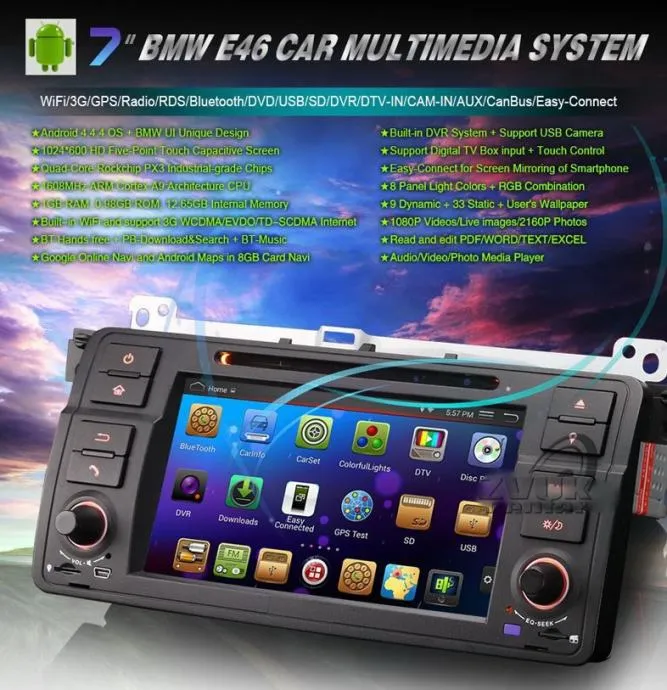 BMW E46 2 DIN MULTIMEDIJA za ANDROID,GPS, BLUETOOTH, UGRADNJA, NOVO! - cover
