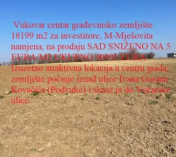 49 Vukovar centar građevinsko z.18199 m2 za investitore, M-Mje 5 eu/m2 - cover