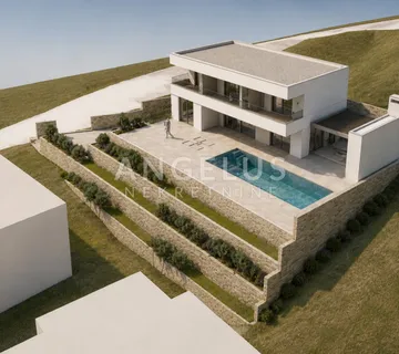 Brač, Nerežišća - zemljište sa dozvolom, pogled na more, PRODAJA