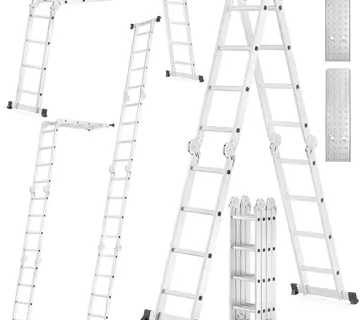 Višenamjenske zglobne aluminijske ljestve 4x4 + platforma 4,6 m 150 kg - Prelog