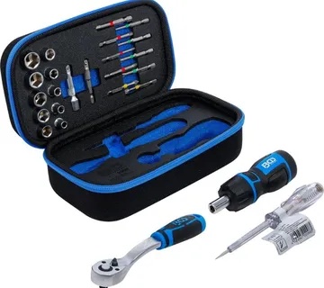 Set nasadnih ključeva 1/4" 26 dijelova s 90-zubnom čegrtaljkom i T-ruč - Prelog