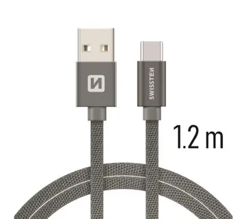 SWISSTEN kabel USB/USB-C, platneni, 3A, 1.2m, sivi - 03080054 - Strmec, Sveta Nedelja