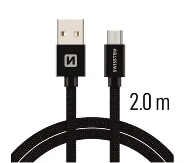 SWISSTEN kabel USB/microUSB, platneni, 3A, 2m, crni - 03080042 - Strmec, Sveta Nedelja