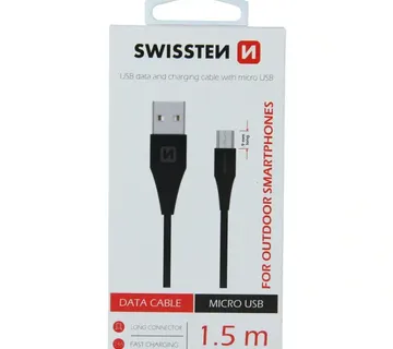 SWISSTEN kabel USB/microUSB, 1.5m, produženi microUSB priključak 9mm, crni - Strmec, Sveta Nedelja